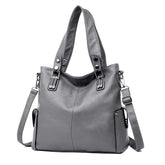 Designer Handbags for Ladies Large Leather Purses Tote Messenger Shoulder Crossbody Top Zipper Bag (Grey)